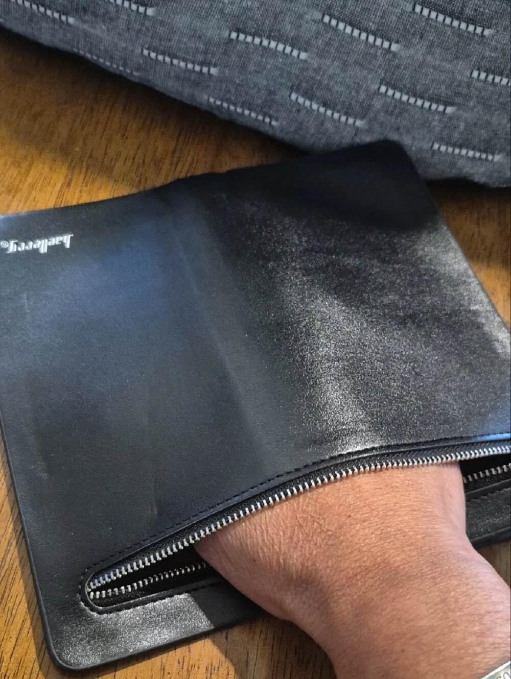 Baellerry Black Men's Zip-Around Leather Wallet Phone Pouch
